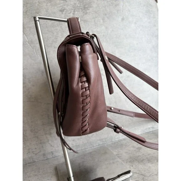 AllSaints Brown Mini Backpack 2-Way Shoulder Bag Soft Lambskin Leather - Picture 3 of 8